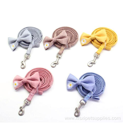 Flower Bowtie Small Dog Collar and Leash Set